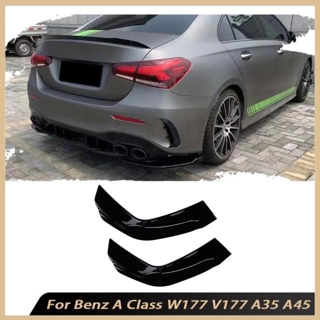 メルセデス・ベンツ Aクラス W177 V177 A35 A45 AMG 用 ABS製 リアサイドスプリッター スポイラー フラップ アプロン (2019-モデル) 輸入品