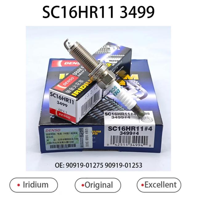 オリジナル DENSO イリジウム スパークプラグ SC16HR11 3499 トヨタ カローラ デュアルエンジン ヴィオス 純正 90919-01275 90919-01253 適合 輸入品