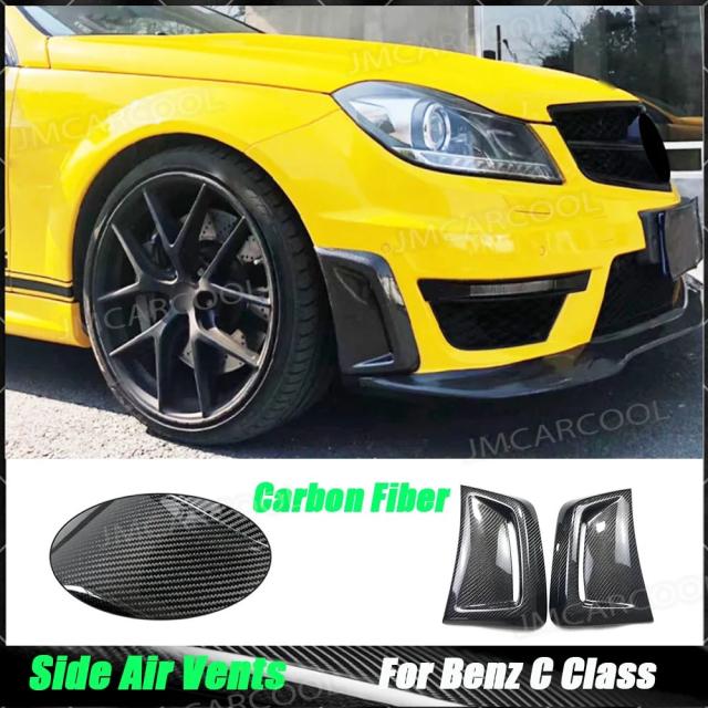 メルセデスベンツW204 C63 AMG 2012-2014 用 カーボンファイバー フロントバンパーサイドエアベント FRPフェンダーベントパネルトリムカバー 輸入品