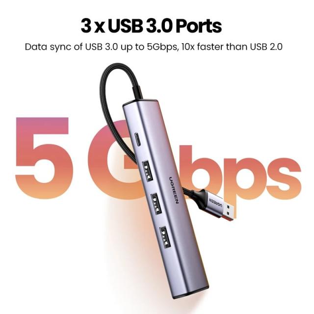 UGREEN USB3.0 イーサネットアダプター 1000/100Mbps HUB搭載 RJ45 LAN ネットワークカード ノートPC Xiaomi Mi Box Macbook Windows USB-C HUB対応 輸入品_3