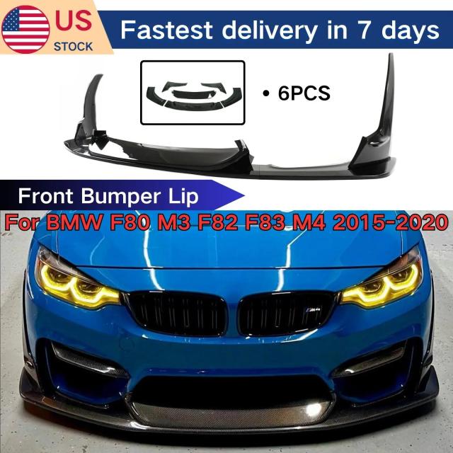 BMW F80 M3 F83 F82 M4 2015-2020 フロントバンパーリップスポイラー スプリッター ボディキット カーパーツ カーボンファイバープリント 光沢黒 輸入品