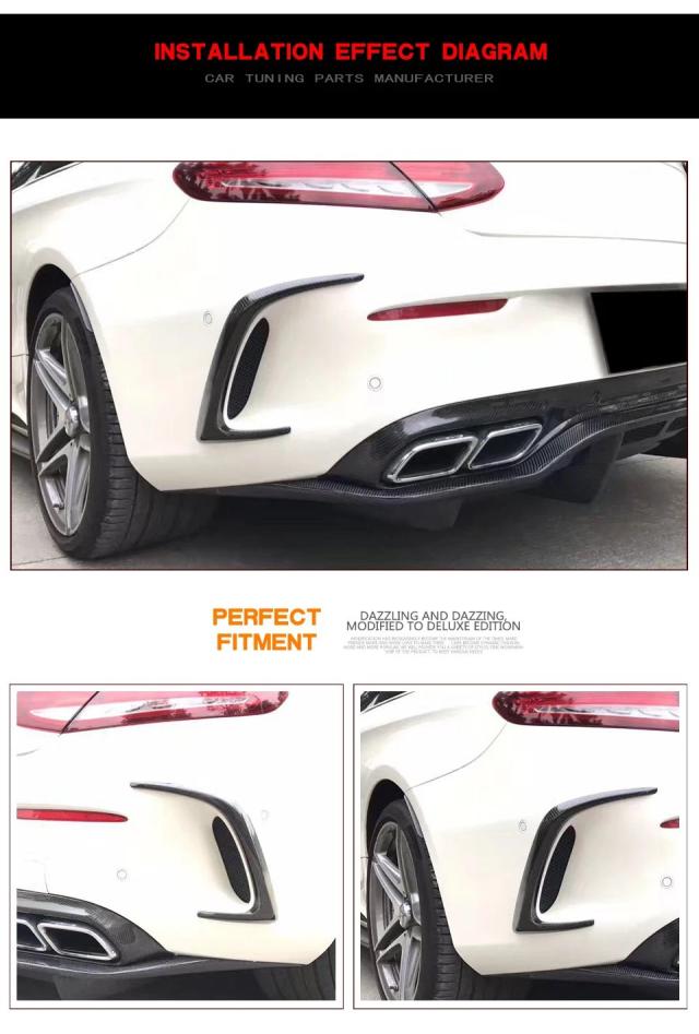 メルセデス・ベンツ Cクラス C205 A205 C63 AMG クーペ 2ドア 2015-用 カーボンファイバー/FRP ブラック リアバンパー カナード スプリッター ベント 輸入品