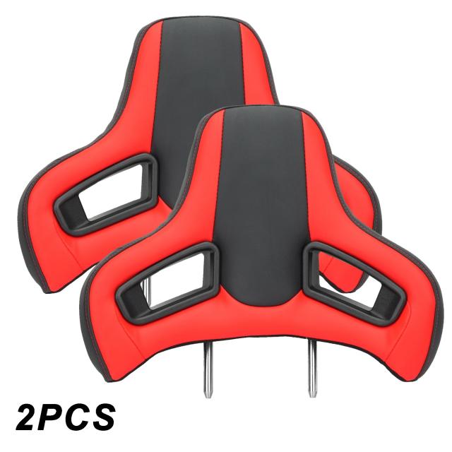 2個セット スポーツヘッドレスト 快適PVCレザー プラグアンドプレイ ネックピロー 10mm 12mm 14mm 調整可能 ユニバーサル ブラック レーシングシート ヘッドレスト 輸入品_11