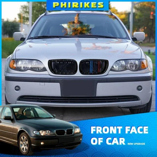BMW E46 4ドア ツーリング/セダン 2002-2005年用 フロントバンパー キドニーグリル レーシンググリル ブラック 輸入品
