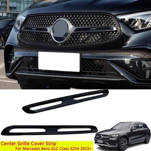 メルセデスベンツ GLCクラス X254 式以降 GLC260 GLC300 AMG 用 ブラックABSセンターグリルカバーストリップ トリム 自動車アクセサリー 輸入品