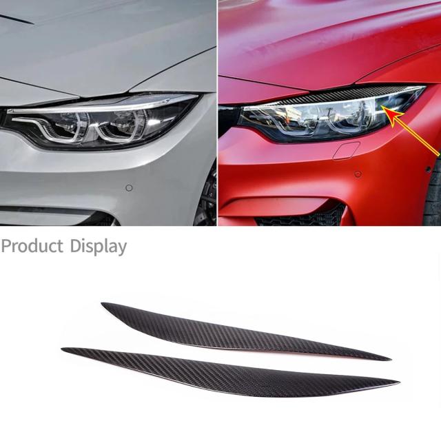 BMW 4シリーズ F32 F33 F36 M3 F80 M4 F82 F83 2014-用 リアルカーボンファイバー ヘッドライトアイブロー/アイリッド カバー 装飾パーツ 輸入品