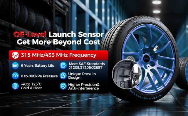 LAUNCH LTR-05 TPMSセンサー 315MHz/433MHz デュアル周波数 スクリュータイプ メタルバルブ (角度調整可能) タイヤ空気圧監視システム プログラマブル 輸入品