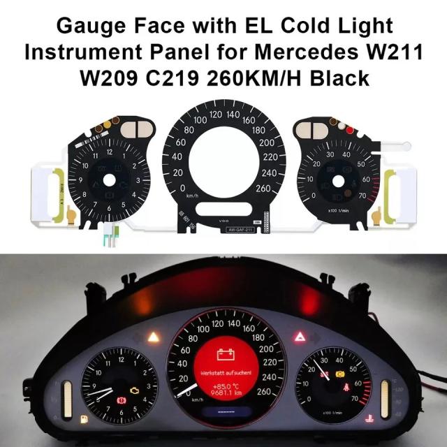 メルセデスW211 W209 C219用 260km/h 白色メーター EL冷光インパネ ホワイト/ブラック 輸入品_2