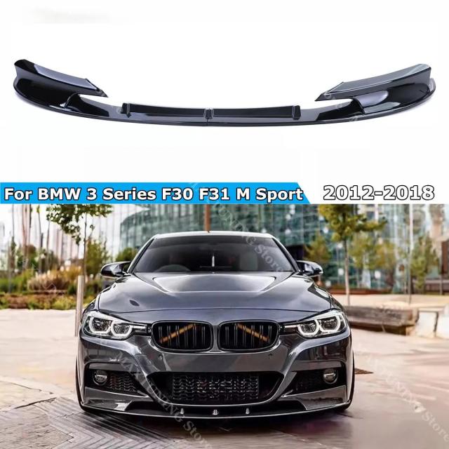 BMW 3シリーズ F30 F31 Mスポーツ（2012-）用 フロントバンパースポイラーリップ ボディキット ディフューザーガード ブラック 輸入品