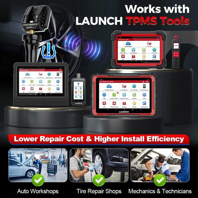 LAUNCH LTR-05 TPMSセンサー 315MHz/433MHz デュアル周波数 スクリュータイプ メタルバルブ (角度調整可能) タイヤ空気圧監視システム プログラマブル 輸入品