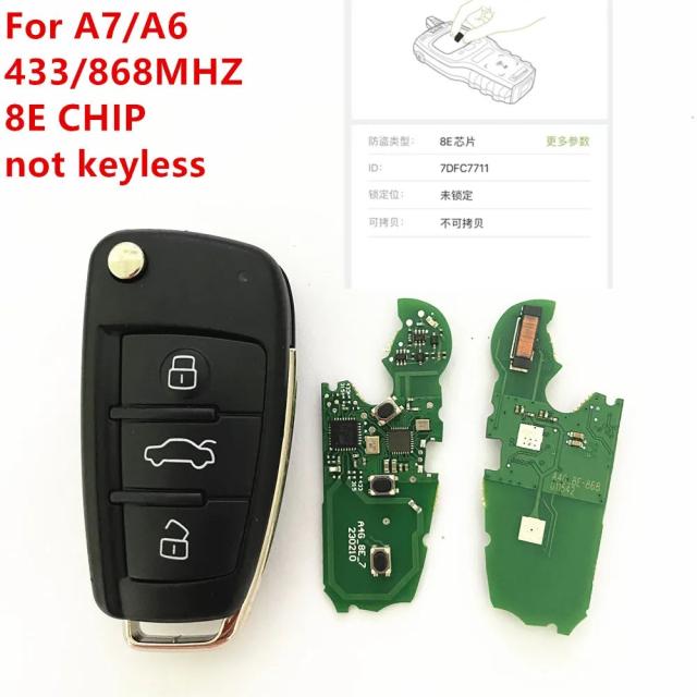 ノンスマート3ボタンフリップキー 車用リモートキー 868/433MHz 電子8Eチップ アウディ Q7 A6 2007-2012年用 輸入品_5