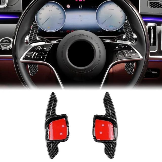 カーボンファイバー製 ステアリングホイール パドルシフト メルセデス・？ンツ C/E/Sクラス W206 フェイスリフト W213/S213/C238/A238 W223 EQS EQE 対応 輸入品