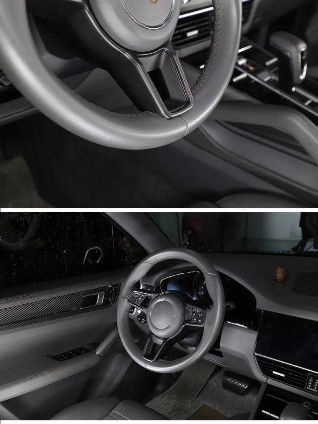 ポルシェ マカン カイエン パナメーラ 718 911 918 用 ABS マットブラック テクスチャー 内装ステアリングホイールカバー トリム インテリアアクセサリー 輸入品_14