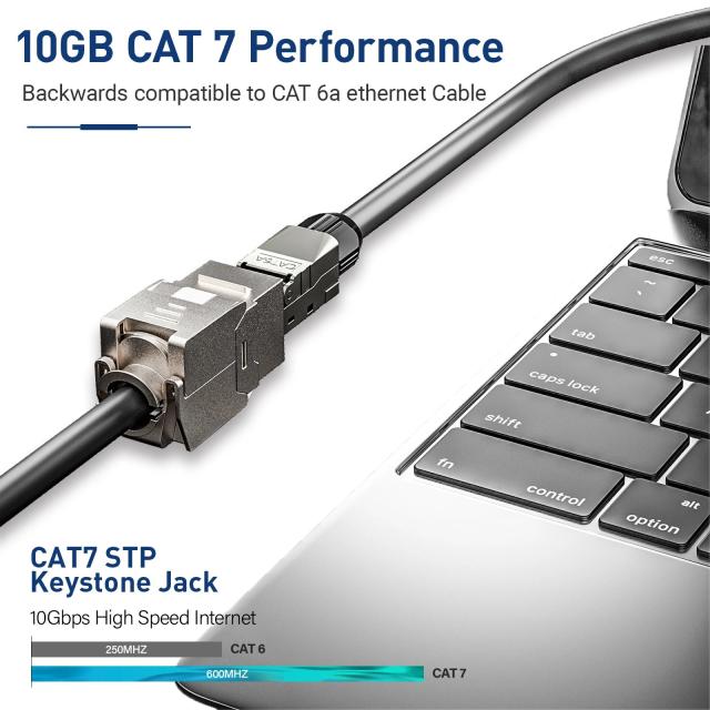 ZoeRax RJ45 CAT8 CAT7 CAT6A シールド対応 ツールフリー キーストーンジャック 180度タイプ 亜鉛合金 モジュールアダプター カプラー 輸入品_10