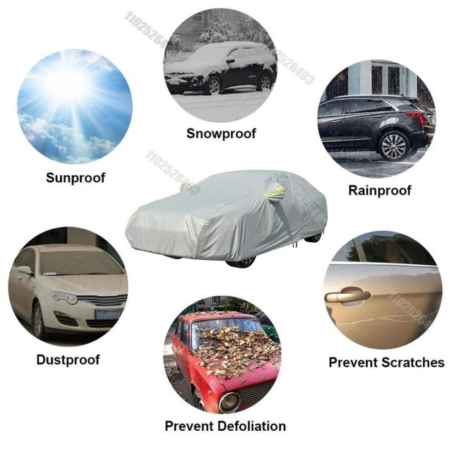 ユニバーサル カーカバー 高品質 全天候型 UVカット 車両用 太陽光・雪・塵対策 アウトドアツール付き アマビリス 輸入品_19