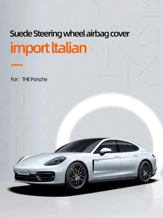 ポルシェ パナメーラ カイエン 718 911 マカン 用 ステアリングホイール ホーンカバー トリム スエード 内装 装飾 アクセサリー 輸入品