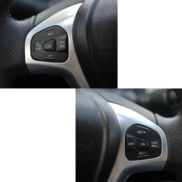 フォード フィエスタ MK7 MK8 エコスポーツ 2013 年用 カーフレーム パネル ステアリング ホイール カバー 装飾＋クルーズコントロール ボタン 輸入品_12