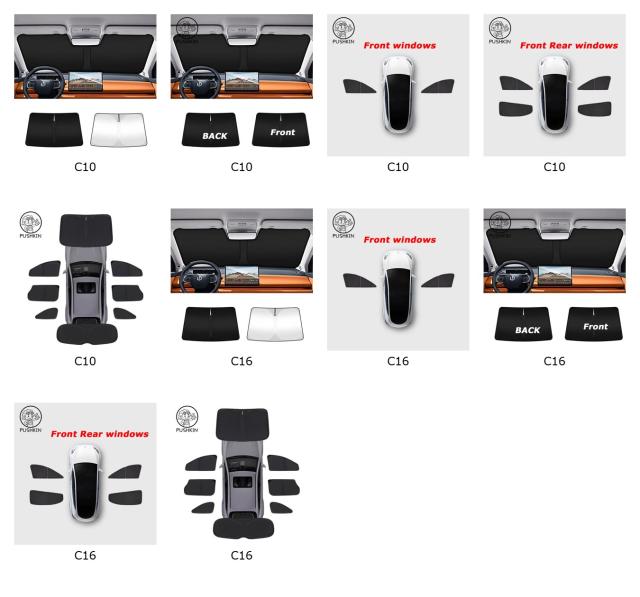 リープモーター C10 C16 モデル用 純黒 サンシェード サイドウィンドウ プライバシーカーテン フロントリア 日よけ 遮熱 サンシールド 輸入品_1