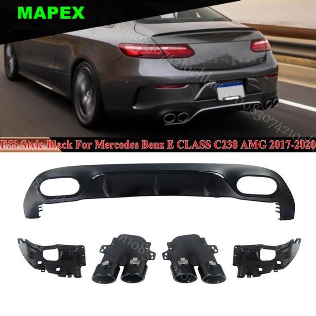 メルセデスベンツ C238 Eクラス 2017-2019 用 リアバンパーディフューザーリッププロテクター エキゾーストチップ付 輸入品_6