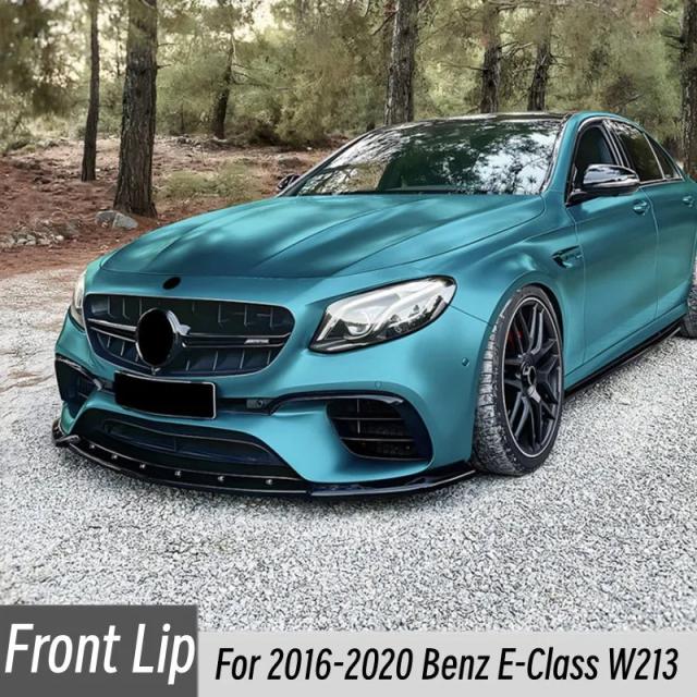 メルセデス・ベンツ Eクラス W213 E63 AMG 2016-2020 用 ブラックカーボン フロントバンパーリップ スプリッター ディフューザー ボディキット スポイラー トリム 輸入品