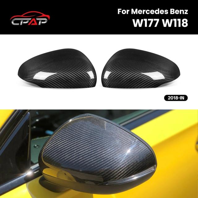 リアルドライカーボン カードアーサイドアクセサリー ドアミラーカバー メルセデス・ベンツ W177 W118 用 OEMスタイル 以降モデル 輸入品