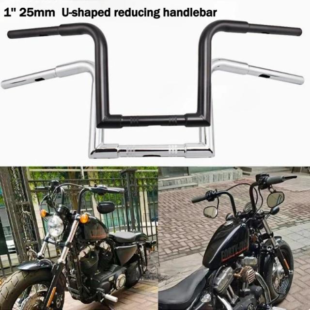 25mmユニバーサル1インチU字型リダクションハンドルバー ハーレー ホンダ ヤマハ カワサキ チョッパー ボバー バイクアクセサリー 輸入品