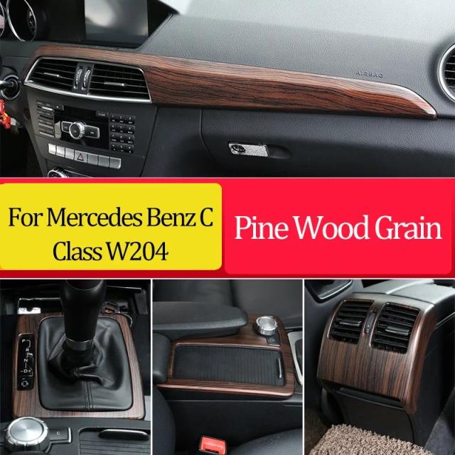 メルセデスベンツ Cクラス W204 C180 C200 専用 パインウッド調 内装用 カーデコステッカー カーバッジ 2007-2013年式 輸入品