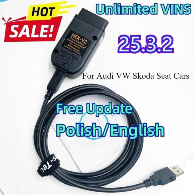 式 HEX-V2 VCDS VAG-COM 25.3.2 USBインターフェース フォルクスワーゲン アウディ シュコダ セアット 1996-式 全VIN対応 輸入品