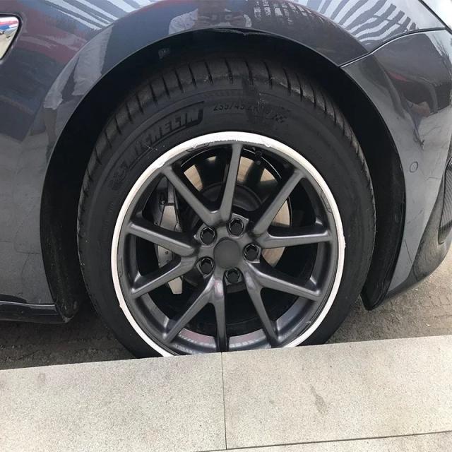 ユニバーサル カーホイールリムエッジプロテクター 4個セット BMW VW メルセデス リングタイヤガードストリップ Tesla Model 3 Y S X 2017-2023対応 輸入品_12