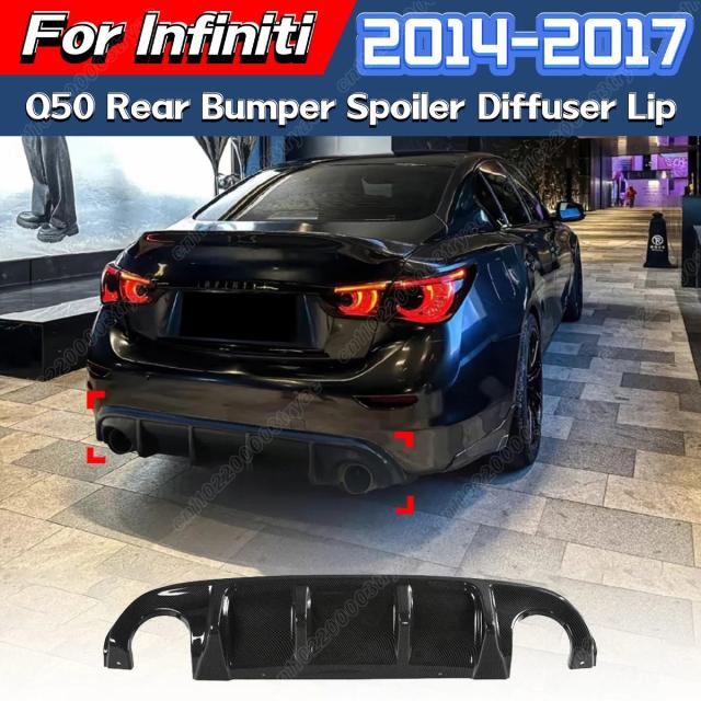 インフィニティ Q50 2014-2017 用 リアバンパースポイラー ディフューザーリップ ブラック プロテクターカバー 車体デコレーション モディフィケーションキット 輸入品