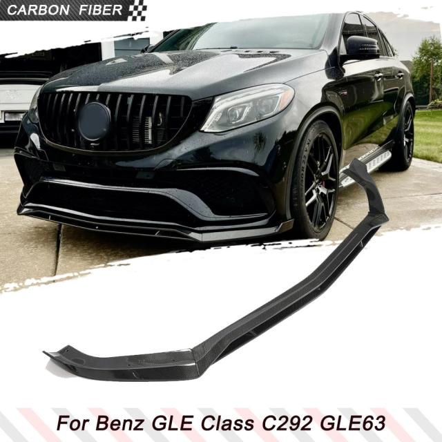 メルセデス・ベンツ GLEクラス C292 GLE63 AMG 用 カーボンファイバー フロントバンパーリップ スポイラー スプリッター 光沢黒 (2015-モデル) 輸入品
