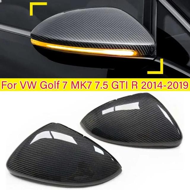 VW ゴルフ7 MK7/MK7.5 R・GTI 2014- リアルカーボンファイバー ドアミラー サイドミラー カバー ケース 外装トリム 輸入品