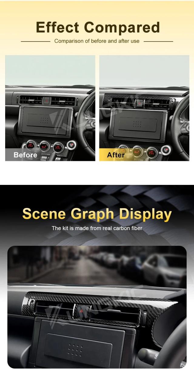 リアルハードカーボンファイバー スバルBRZ トヨタGR86 2021-式 JDM RHD センターエアコンアウトレットベント ステッカー 内装パーツ 輸入品