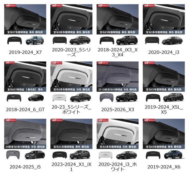 BMW 3/5/6シリーズGT、X1/X3/X4/X5/X7、i3/iX3（2018-）用 車載メガネケース 収納ボックス ABS/スエード サンバイザー型メガネホルダー 輸入品_1