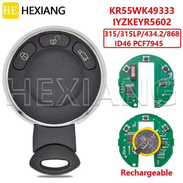 HE KR55WK49333 ID46チップ 315LP/315/434.2/868MHz ステッカー付 車用リモートキー BMW MINI Cooper One/D/S カントリーマン クラブマン カブリオレ対応 輸入品