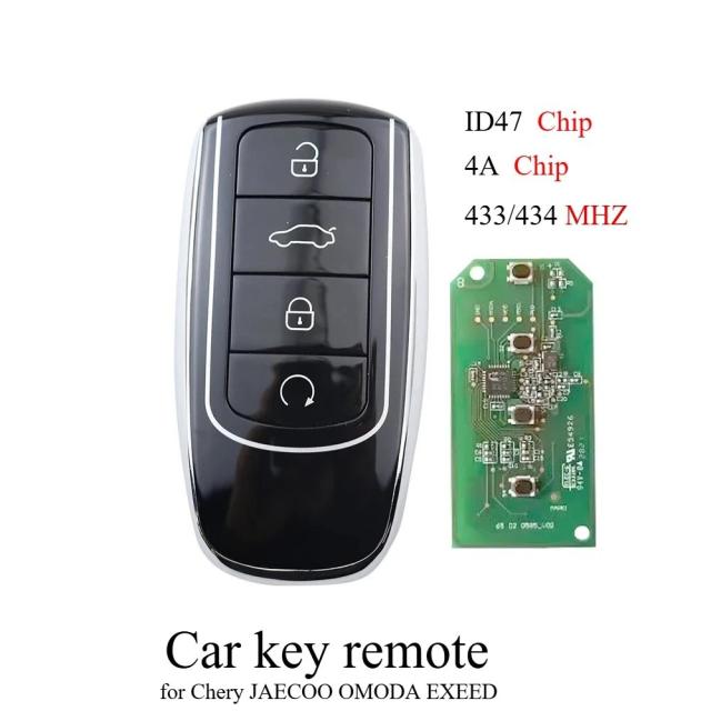 4ボタン 434MHz ID47 4Aチップ 純正 車キー リモコン / キーシェル チェリー ジェイクー オモーダ エグゼード ティゴ8プラス ティゴ8プロ 対応 輸入品
