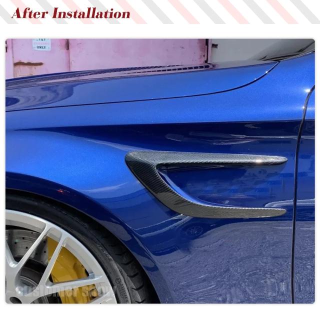 メルセデス・ベンツ Cクラス W205 C205 C63 AMG クーペ 2015-2017 カーボンファイバー/FRP ブラック サイドフェンダーベント トリム カナード フィン 輸入品_3