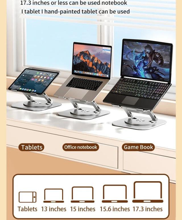 ノートパソコンスタンド 360°回転 アルミ合金製 昇降デスクスタンド 9.7〜17.3インチ対応 輸入品_18