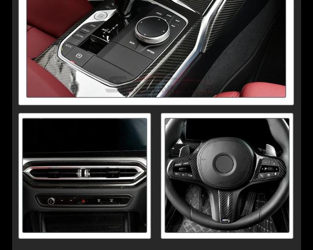 BMW 3シリーズ G20 M3 M4 G80 G82 M2 G87 フェイスリフト 2022-2025 車内用 カーボンファイバー センター ディスプレイ サイドパネル カバー 輸入品