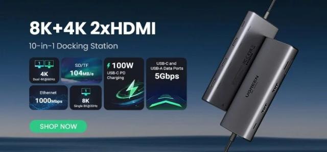 UGREEN USB C ドッキングステーション 13 in 1 4K トリプルディスプレイ デュアルHDMI 10Gbps USB C HUB 100W PD SD/TF 対応 MacBook Pro Air Dell XPS 輸入品_7