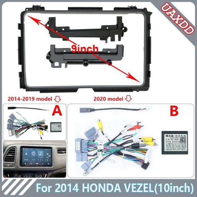 ホンダ 2014 ヴェゼル HR-V XR-V 用 9インチ カーナビ Android ステレオ ビデオフレーム パネル ファシア オーディオプレーヤー スクリーン ケーブルハーネス CANBUS 輸入品
