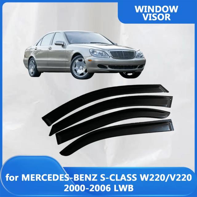 メルセデス・ベンツ Sクラス W220/V220 2000-2006年モデル ロングホイールベース 用 ウィンドウバイザー 雨ガード ドアビザー 輸入品