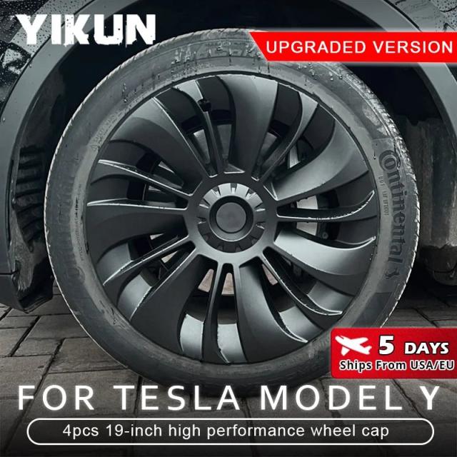 4個セット ハブキャップ 車用 交換用ホイールキャップ 19インチ フルカバータイプ アクセサリー Tesla Model Y 2023 2024 専用 輸入品