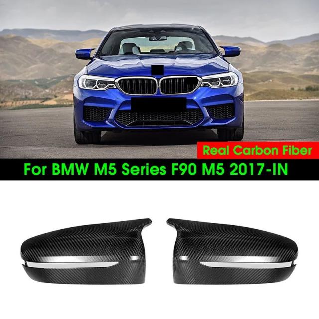 リアルドライカーボンファイバー  BMW M5シリーズF90 以降用 ドアサイドミラーカバー  OEMスタイル ミラーキャップ 1ペア グロッシー仕上げ 輸入品