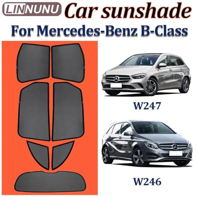 LINNUNU マグネット式 サンシェード メルセデス・ベンツ Bクラス W246 W247 W245 B250 B180 専用 フロントガラス サイド 日よけ UVカット プライバシーカーテン 輸入品