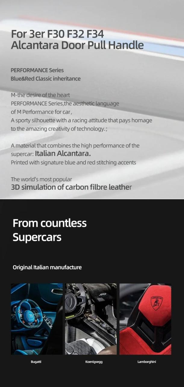 BMW F30 F32 F34 2013-2019 年式用 アルカンタラ インテリアトリム ドアプルハンドルカバー 2点セット 車内アクセサリー 輸入品_10