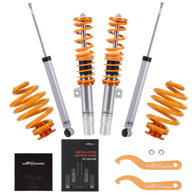 maXpeedingrods 調整可能 コイルオーバー サスペンションキット BMW 3シリーズ E46 320i 325i 328i 330i 320d 330d 用 コイルスプリングキット 輸入品