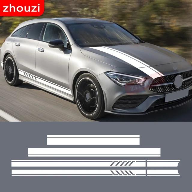 エディションAMG サイドストライプス スカートステッカー カーボンフード ルーフ トランクデカール メルセデス・ベンツ CLAクラス W117 C117 X117 C118 X118 CLA45 35用 輸入品