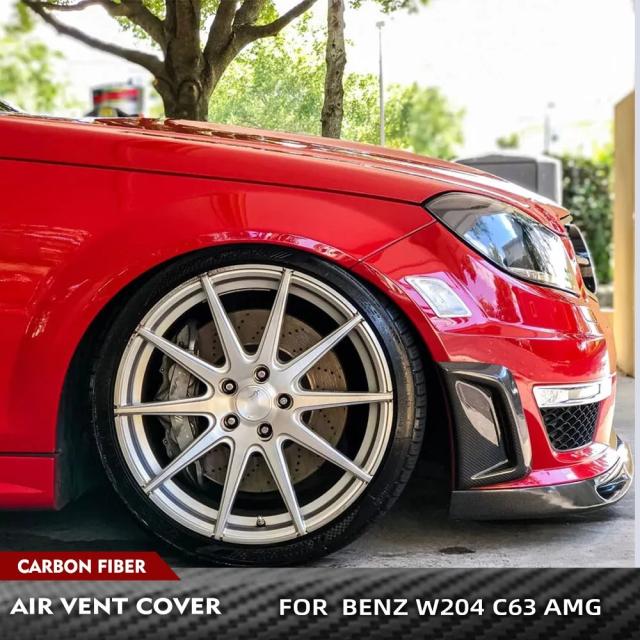 メルセデス・ベンツ Cクラス W204 C63 AMG用 カーボンファイバー フロントバンパーエアベントトリム 2012-2014年モデル 輸入品