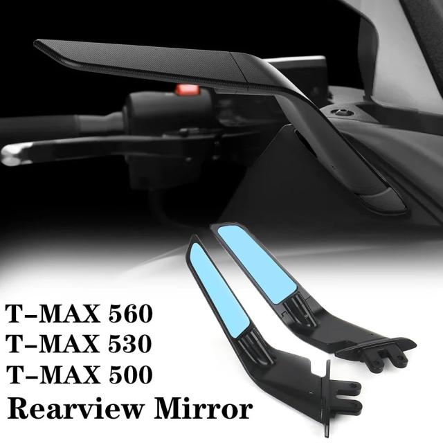 T-MAX専用 ステルスウィングミラー スポーツウィングレット アジャスタブルミラー 対応機種：T-MAX500 04-12 TMAX530 12-19 T-MAX560 2020-2021 輸入品